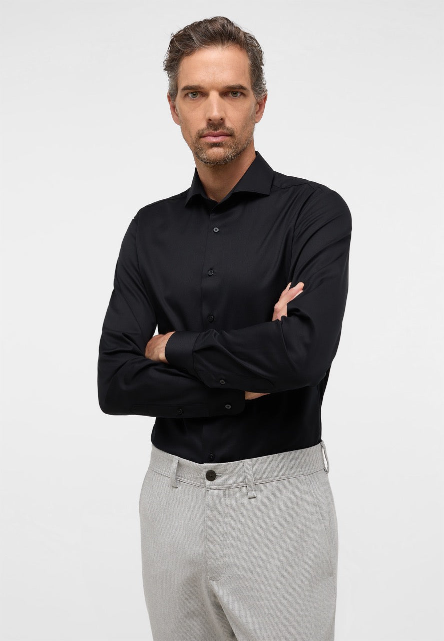 Basic slim shirt l/s F182 Black
