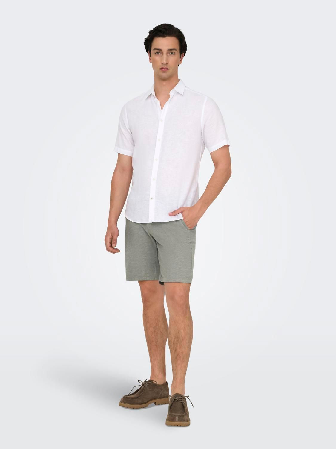 Onsmark 0011 Cotton Linen Shorts Noos Castor Gray