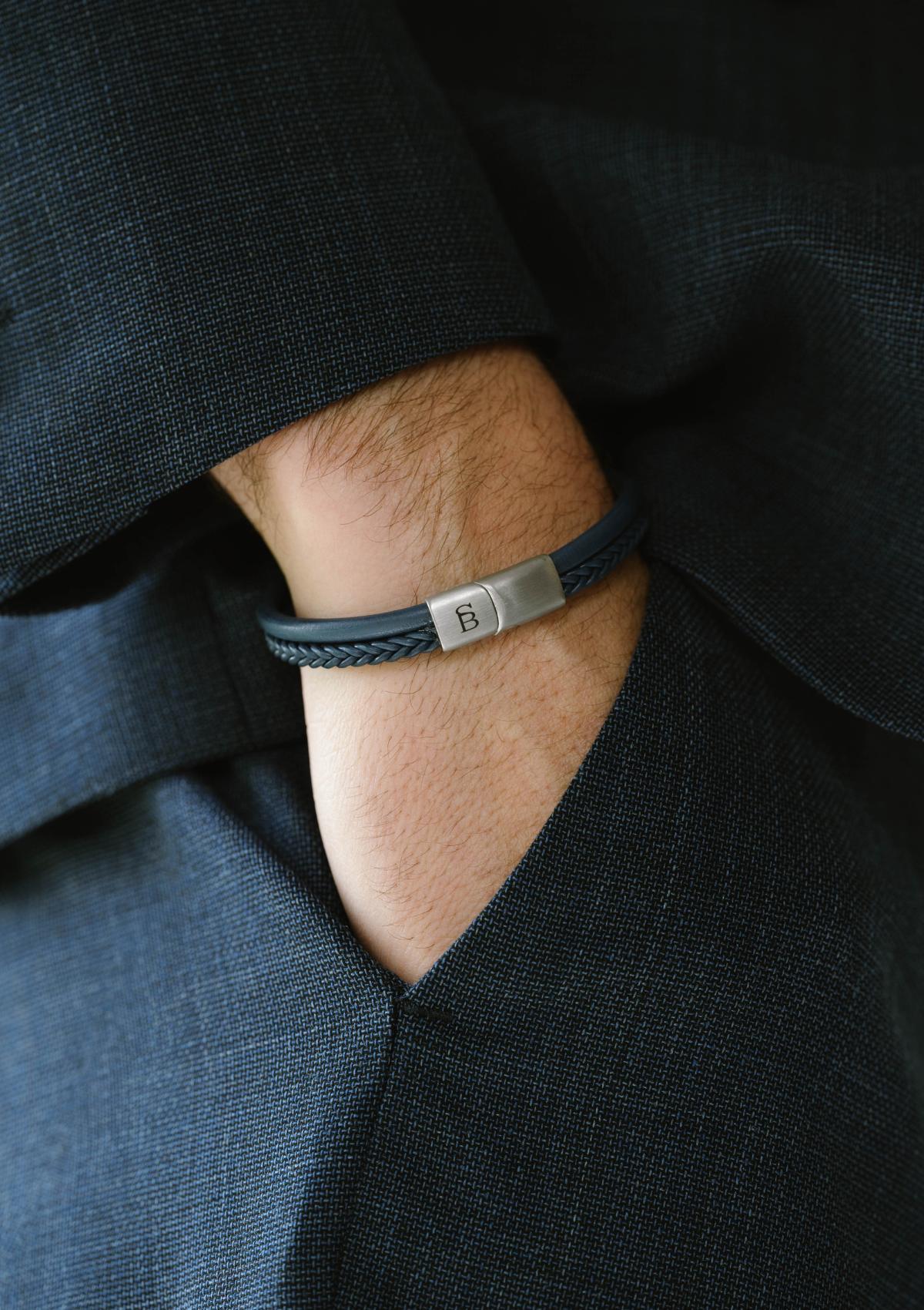 Leather Bracelet Denby Jeans Blue