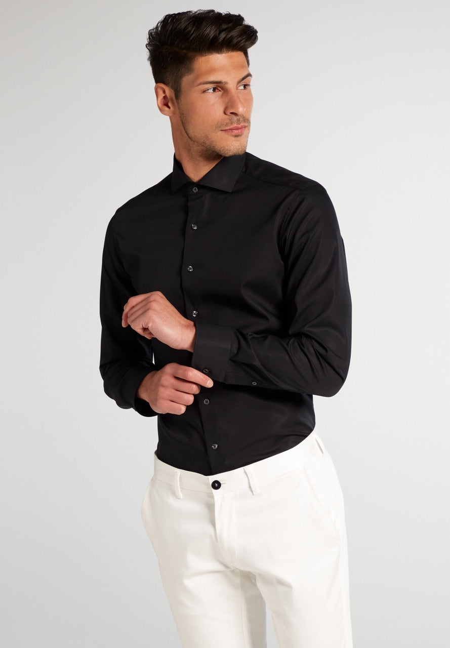 Basic slim shirt l/s F170 Black Black