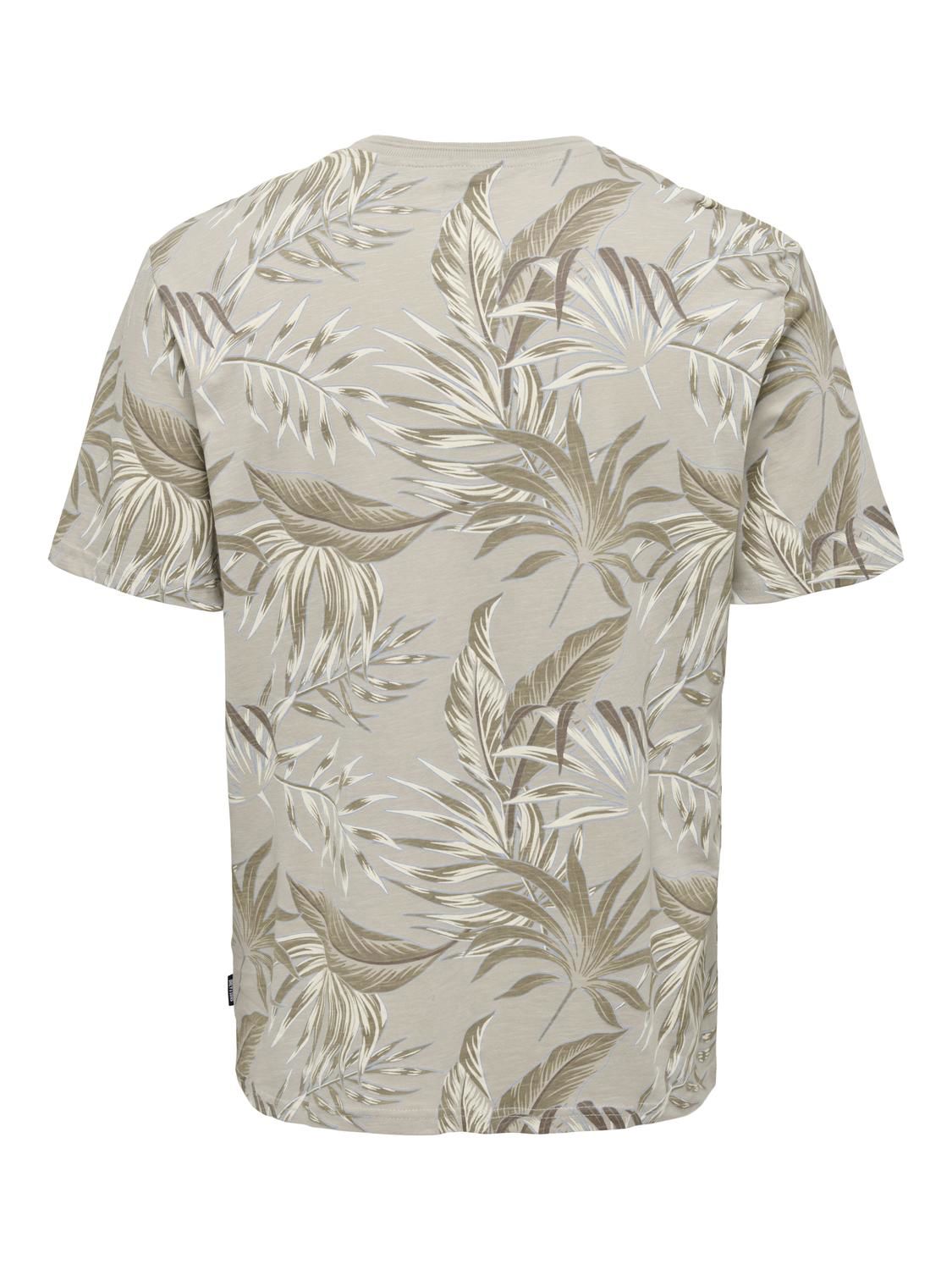 Onskash Reg Leaf Aop Ss Tee Silver Lining
