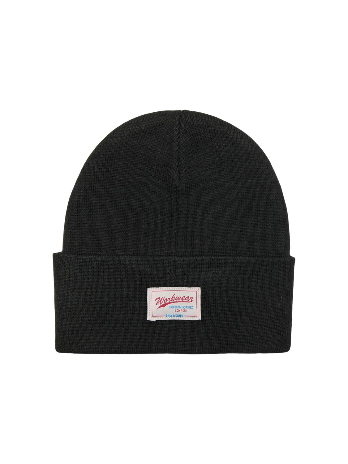 Onsisaac Flat Knit Logo Beanie Noos Black