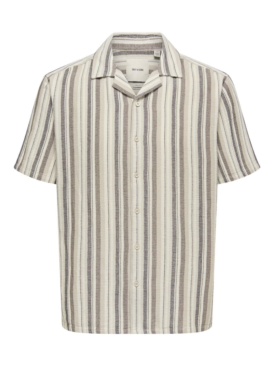 Onstrev Life Reg Stripe Ss Shirt Noos Gardenia Coffee Bean / Teak / Irish Cream