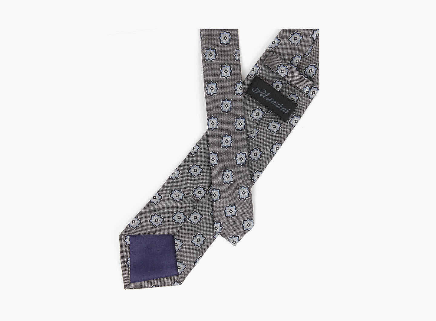 Silk 100% tie 7.6 cm Grey