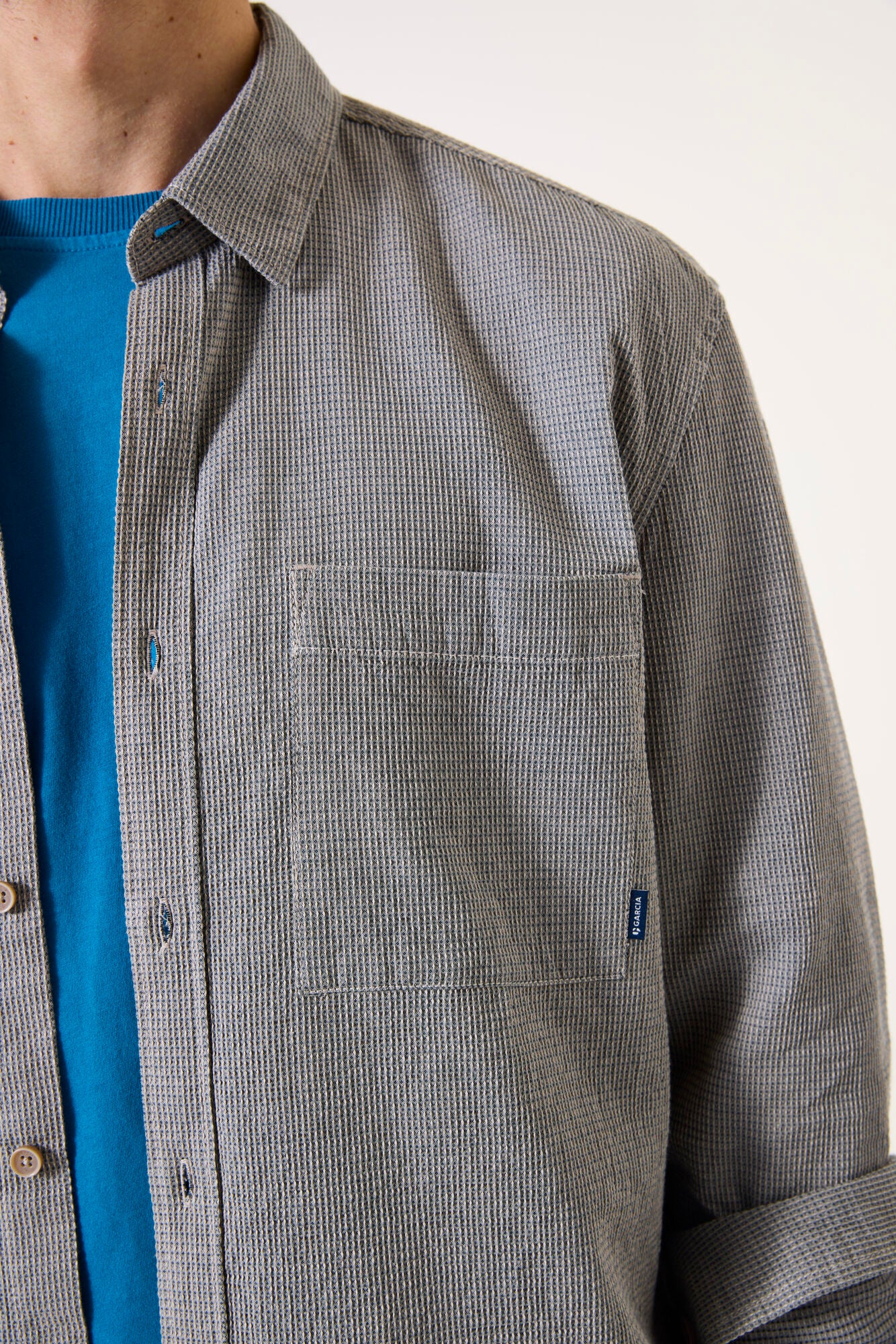 H51082 men´s shirt LS Fossil Blue