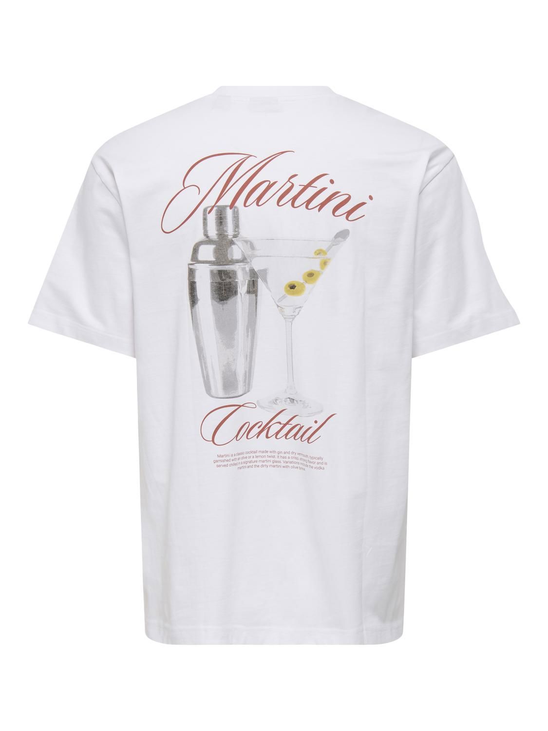 Onsfred Life Rlx Ss Print Tee Noos Bright White Martini
