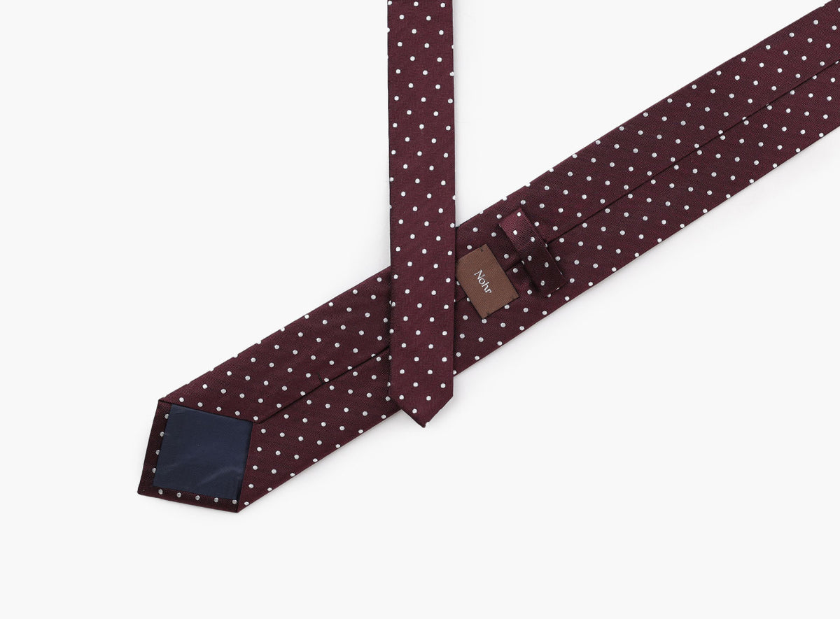NOHR Carlos Pokadot silk tie 7,6cm Burgunder