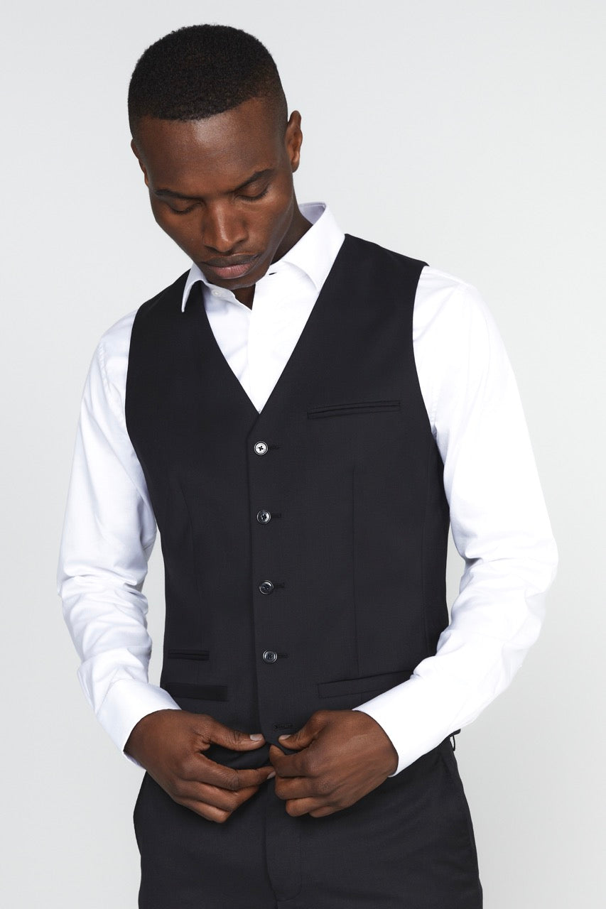 Breck Stretch Suit Vest Black