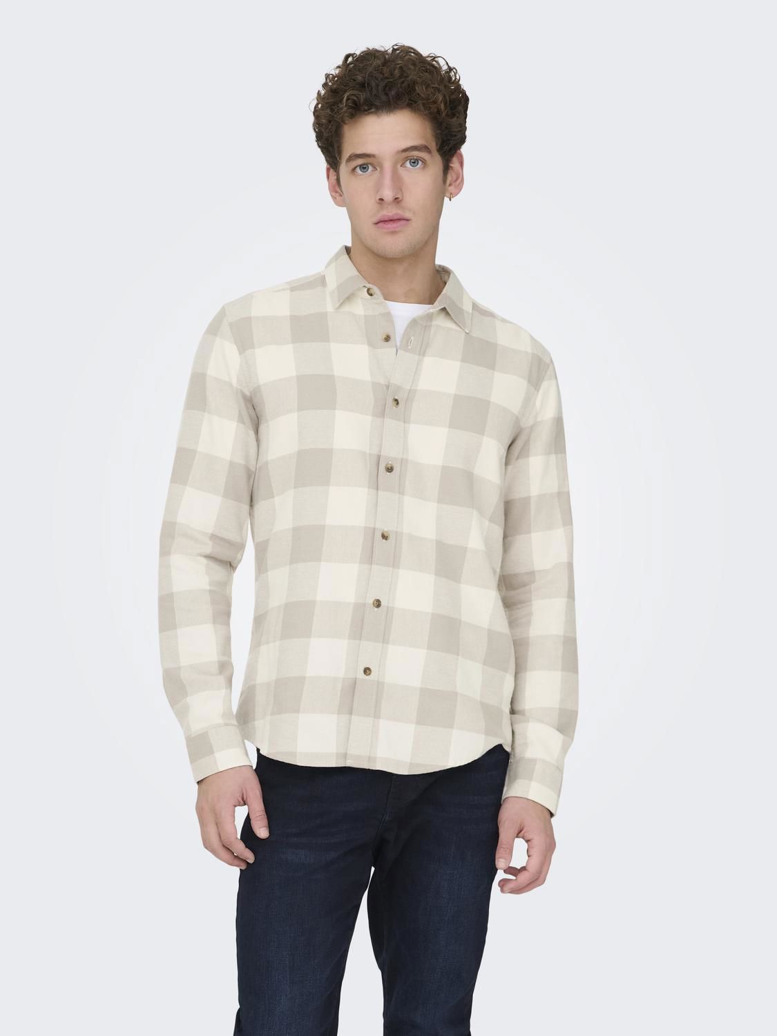 Onsgudmund Ls Checked Shirt Noos Antique White