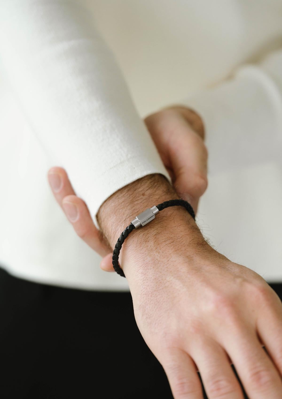 Leather Bracelet Luke Landon Black | Silver