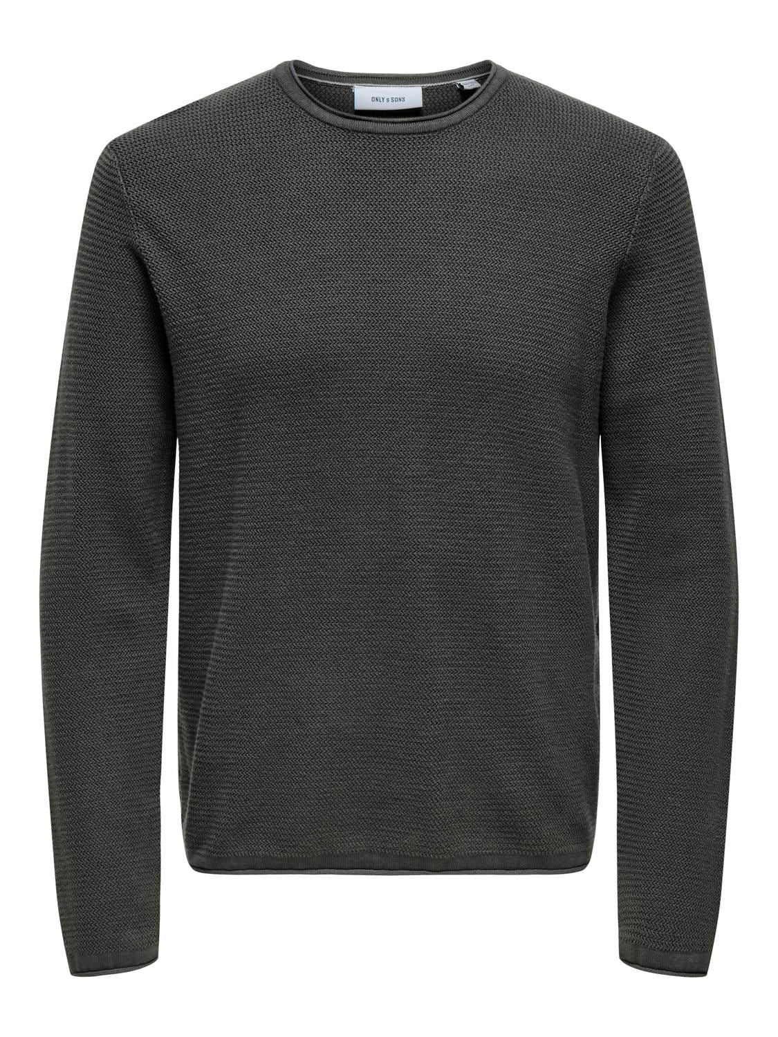 Onseric Reg 12 Struc Crew Knit Noos Grey Pinstripe