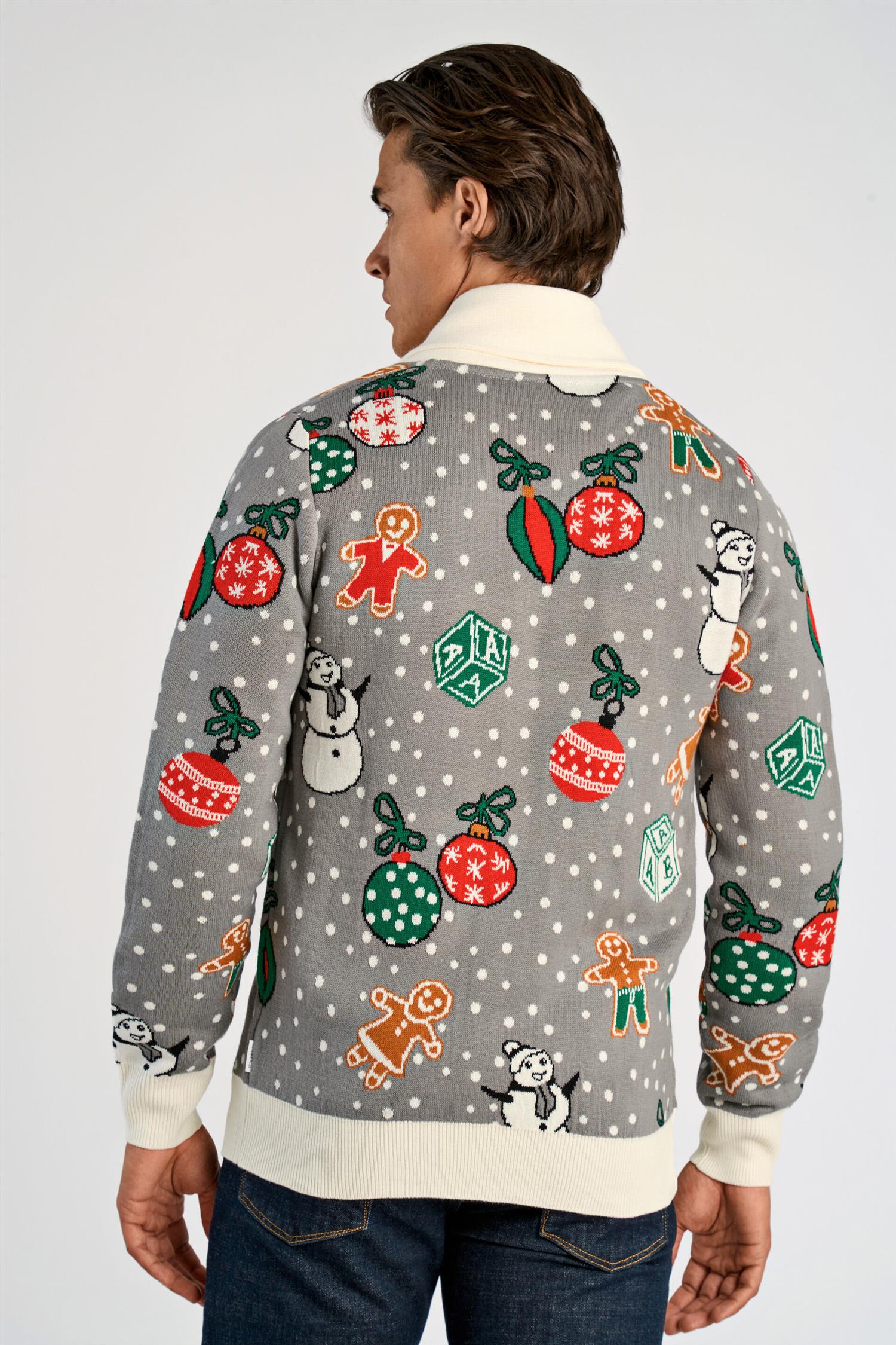 Xmas shawl collar cardigan Grey