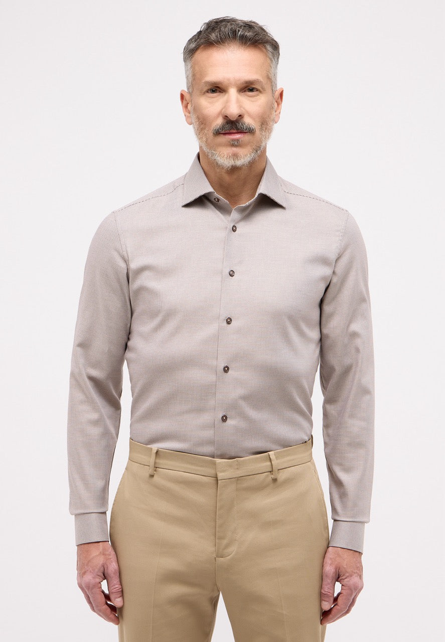 Shirt twill slim fit LS F170 Brun
