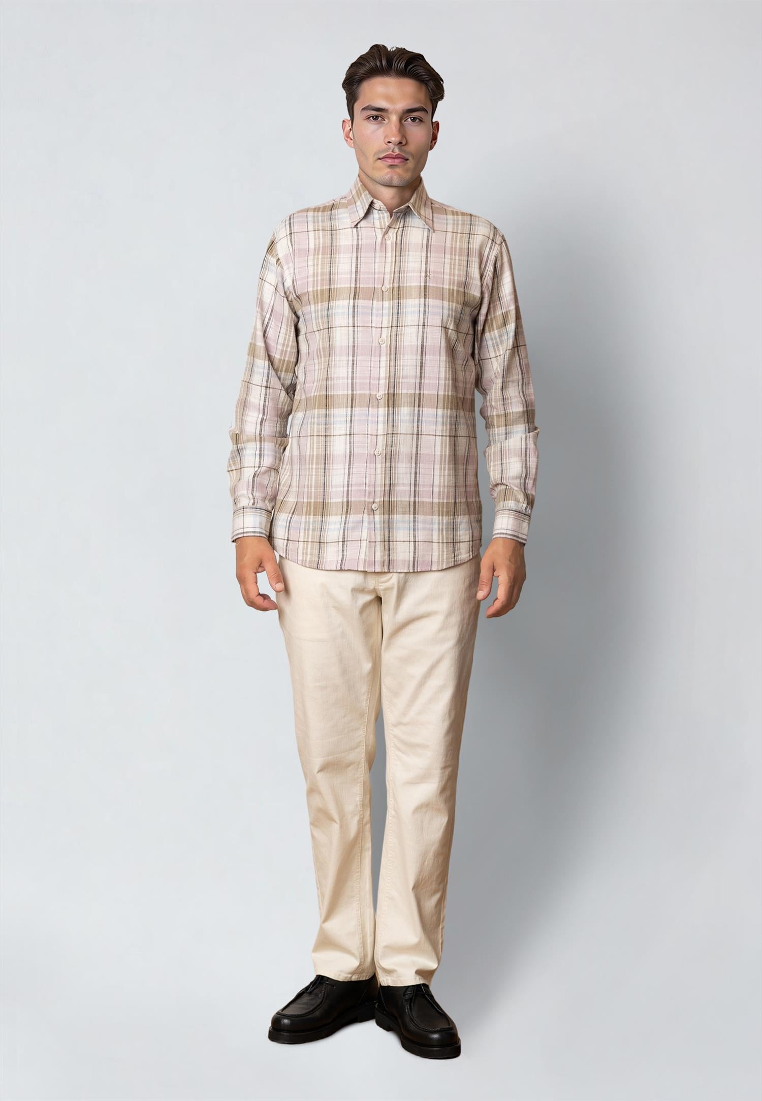 Remy Checked Shirt Ecru/Violet Ice