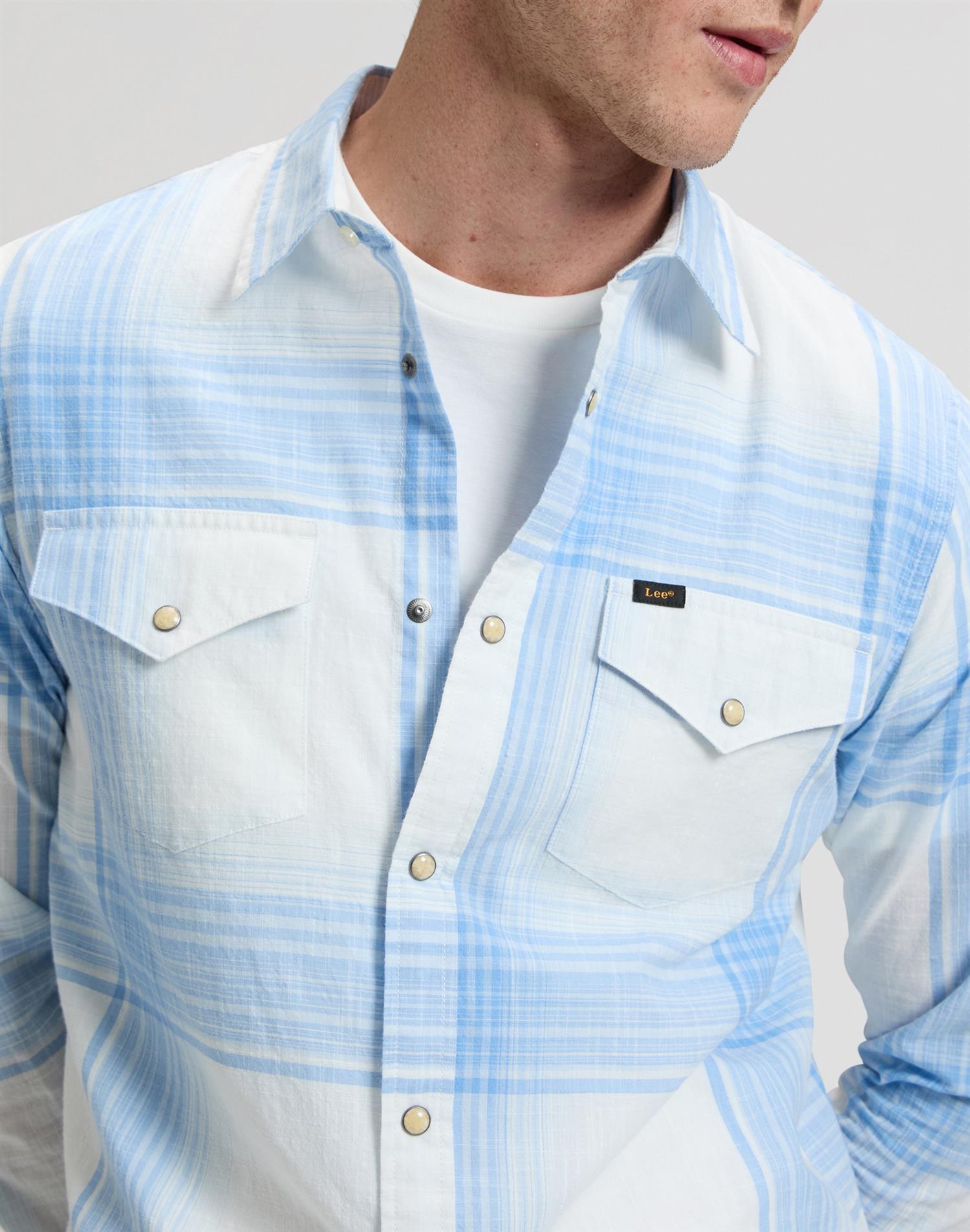 Clean western shirt blue Blå