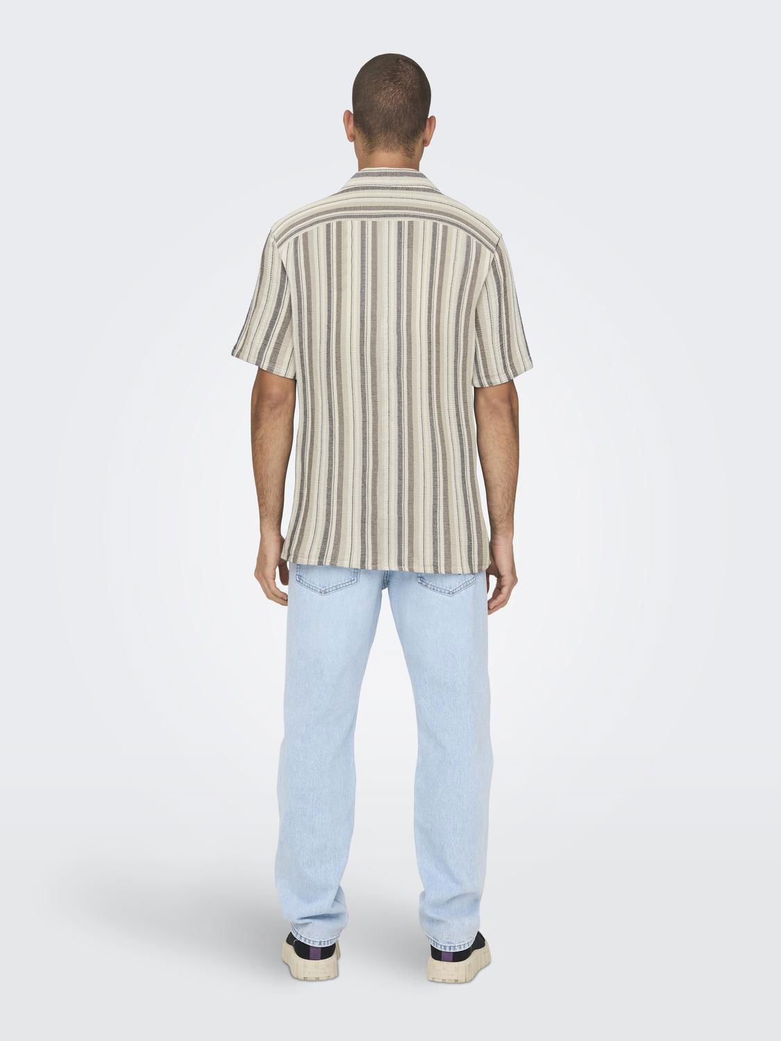 Onstrev Life Reg Stripe Ss Shirt Noos Gardenia Coffee Bean / Teak / Irish Cream