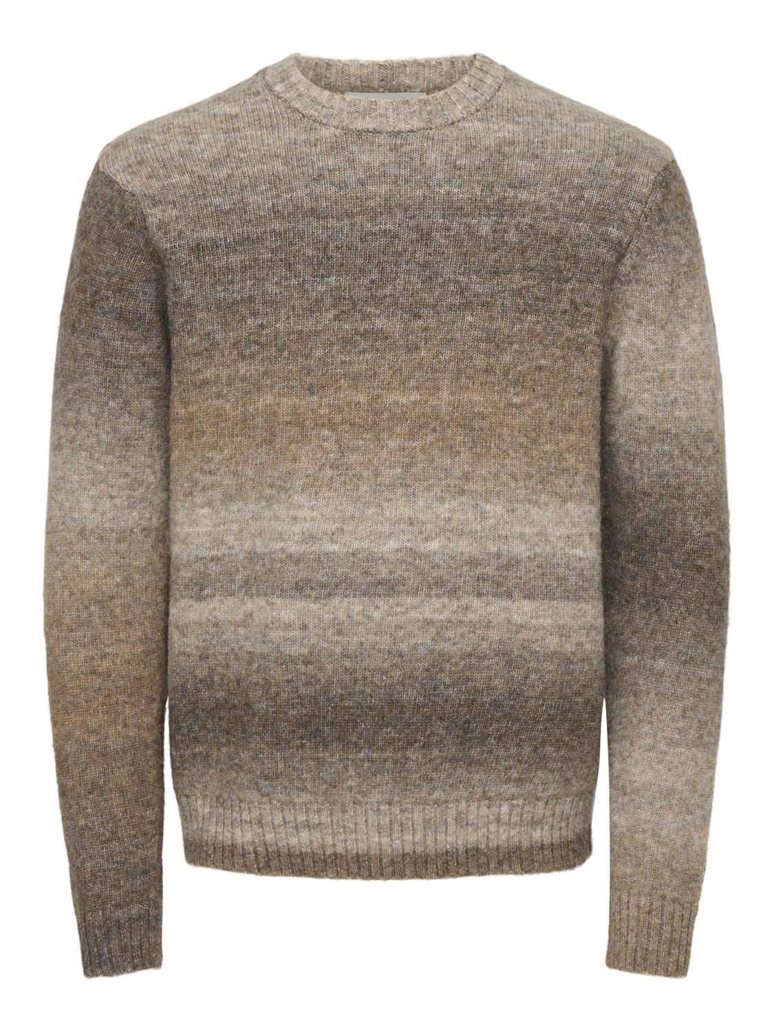 Onsmack Gradiant Reg Crew Knit Coffee Bean