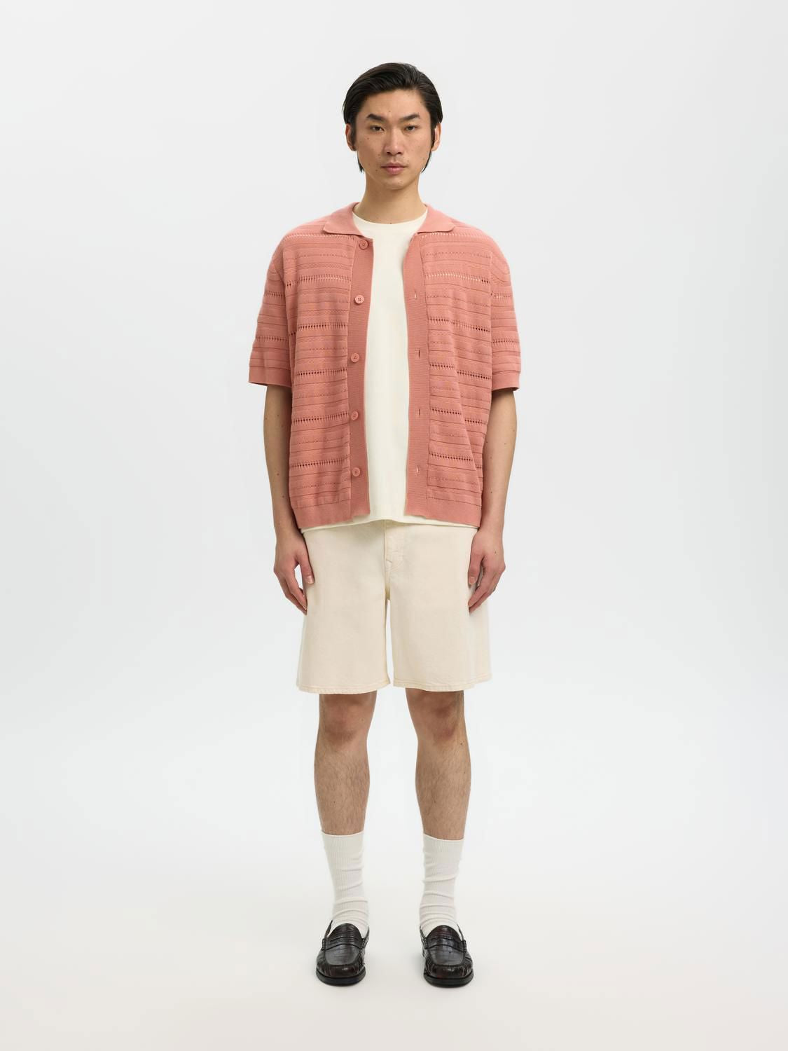 Slhpalle Ss Knit Polo Cardigan Rose Dawn