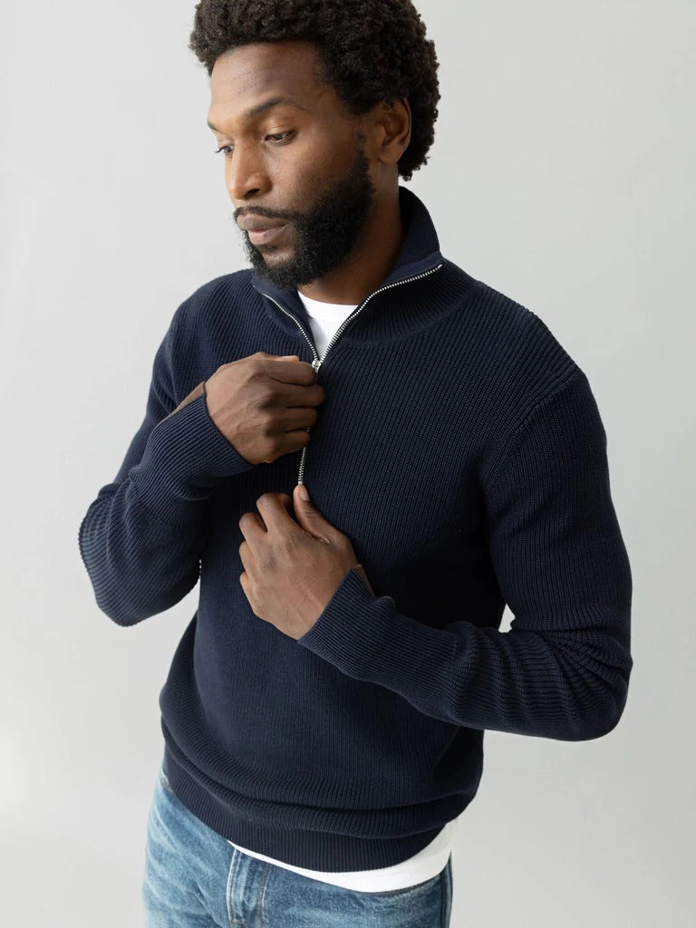 MMGPorter Quarter-zip knit Navy