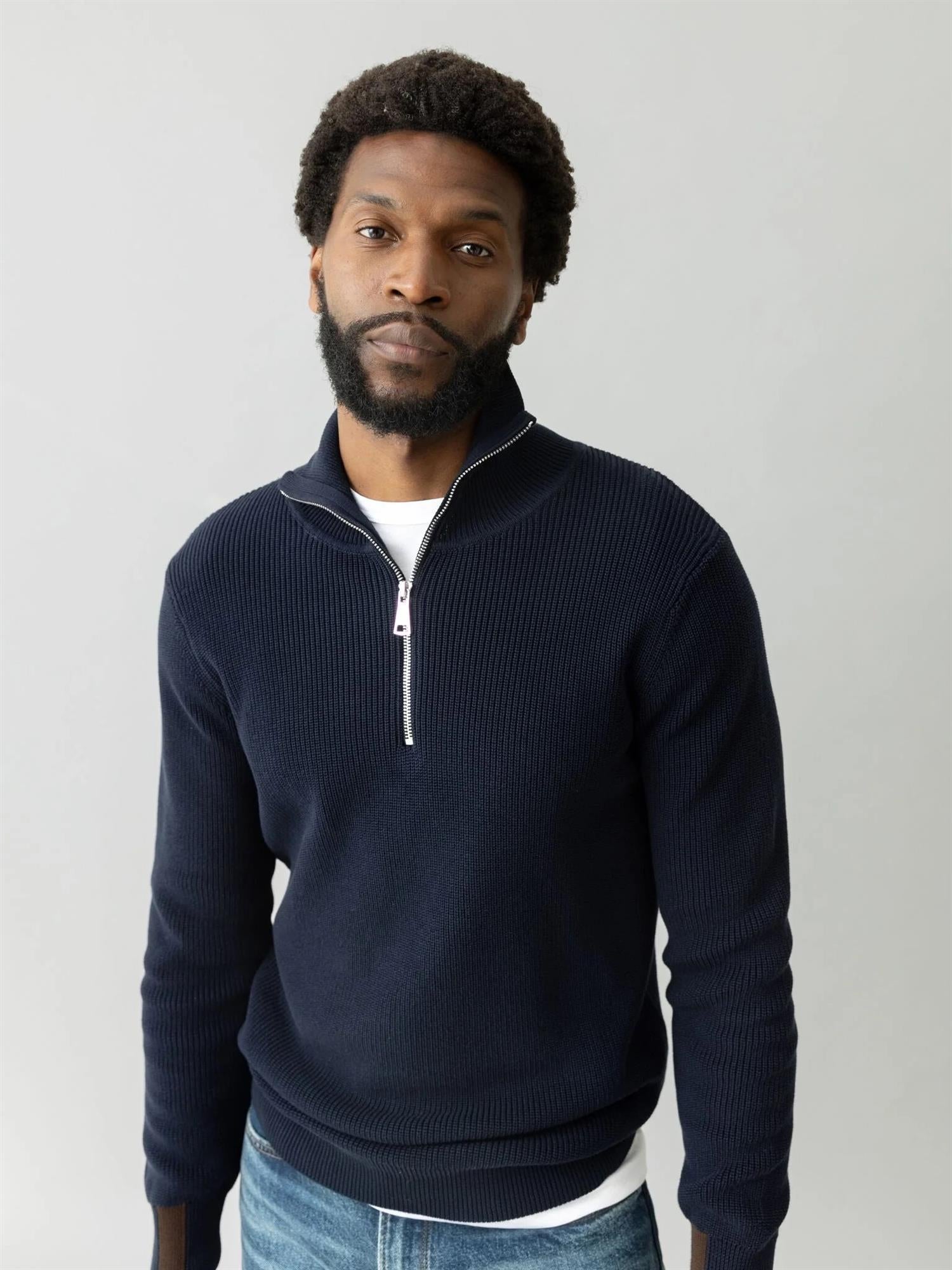 MMGPorter Quarter-zip knit Navy
