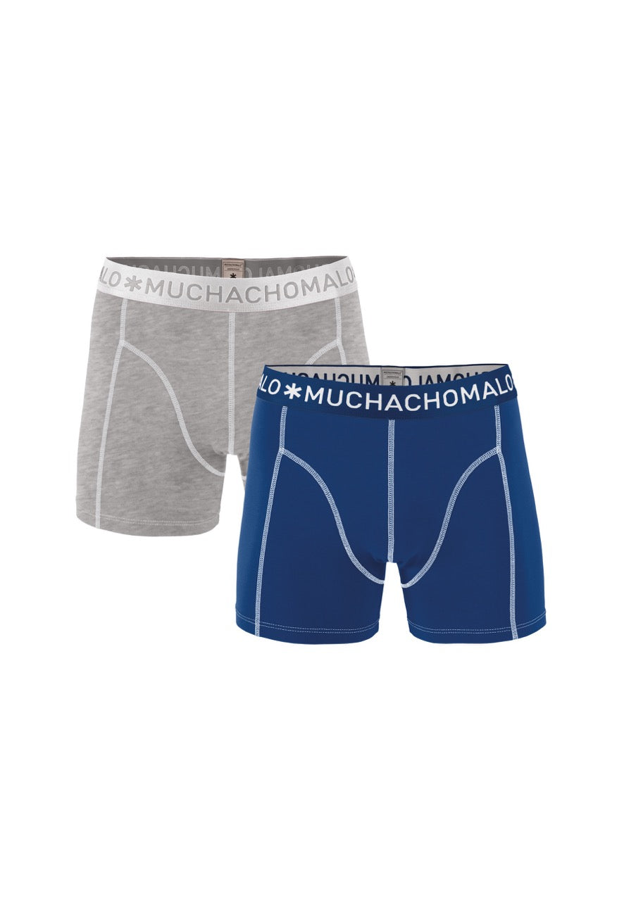 1010 2pk Solid Boxer 37 Grey/Blue