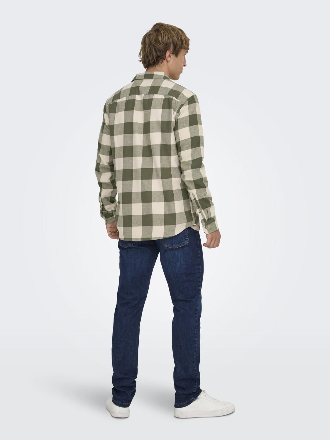 Onsgudmund Ls Checked Shirt Noos Forest Night Silver Lining