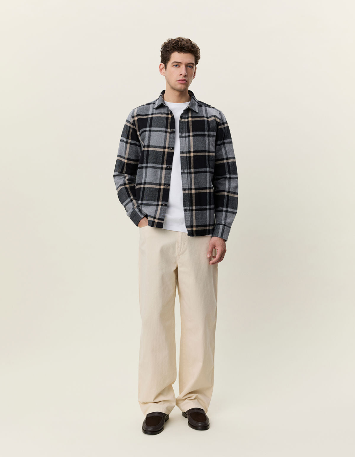 Check Flannel Shirt Grey Melange