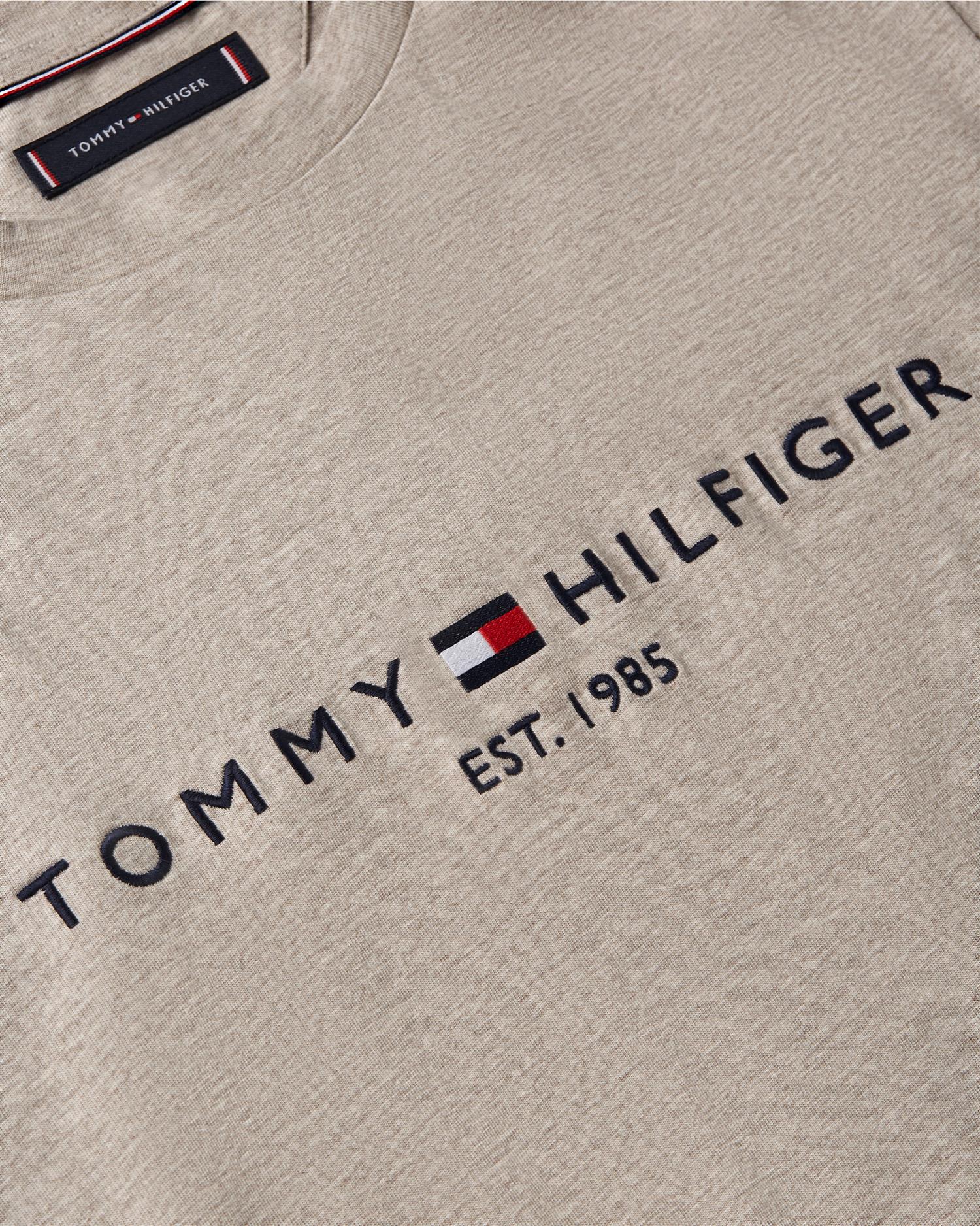 TOMMY LOGO TEE Heathered Pebble