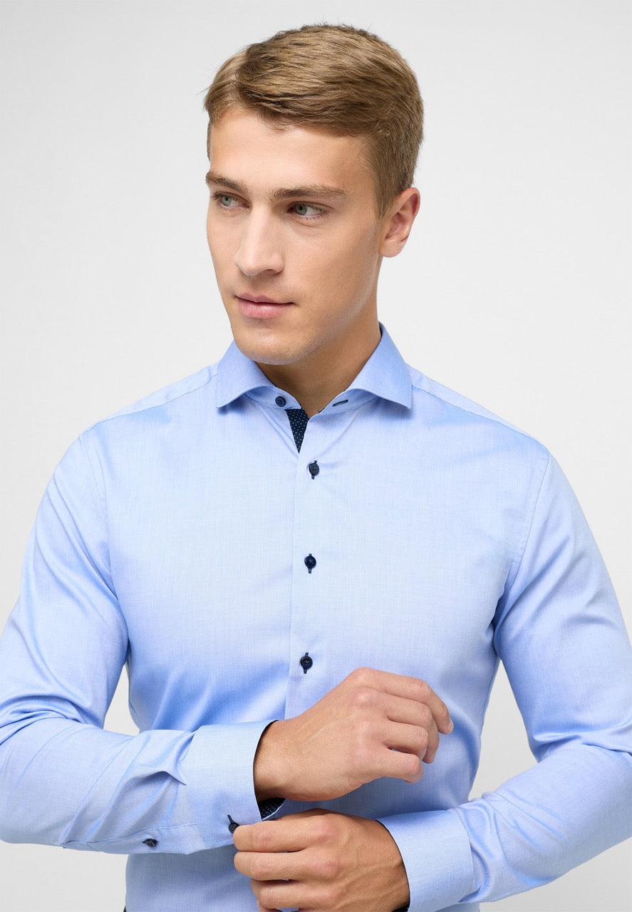 Basic slim shirt l/s F132 Blue