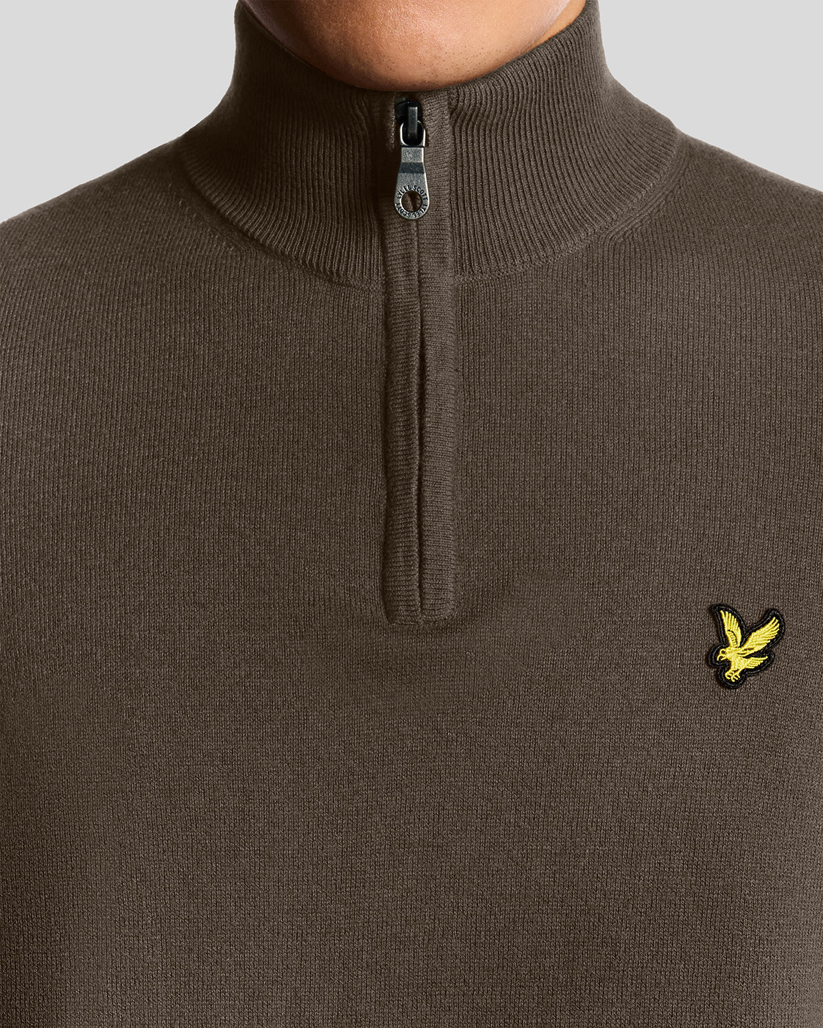 Cotton Merino Quarter Zip Jumper Espresso