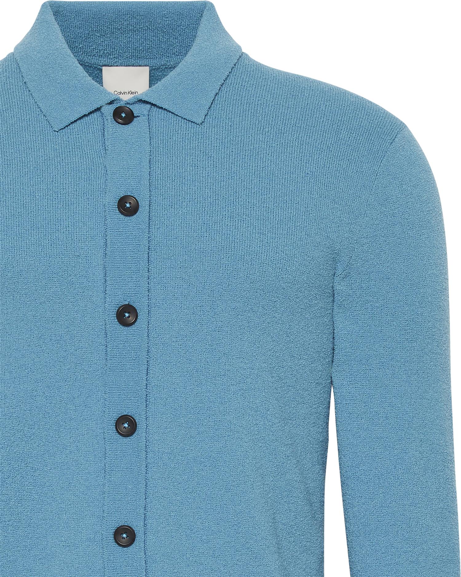 Ls Boucle Button Front Swtr 12gg Blue Moon