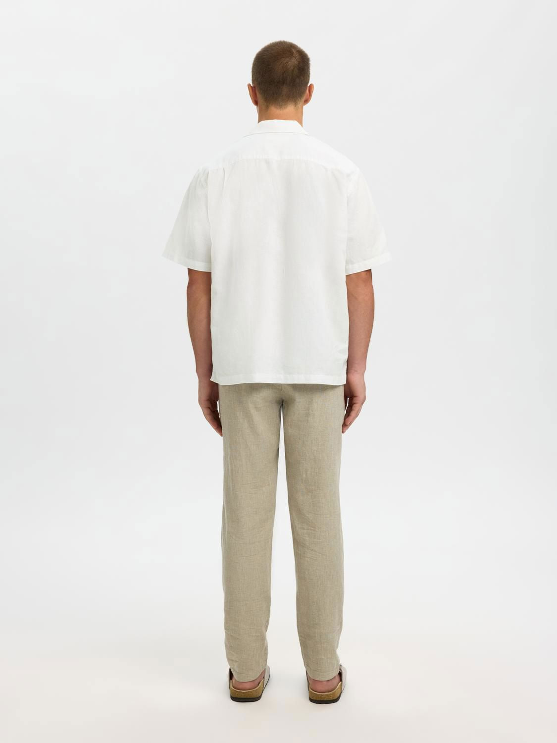 Slmcasper-Clay Rlx Linenblend Ss Sht Nos Bright White