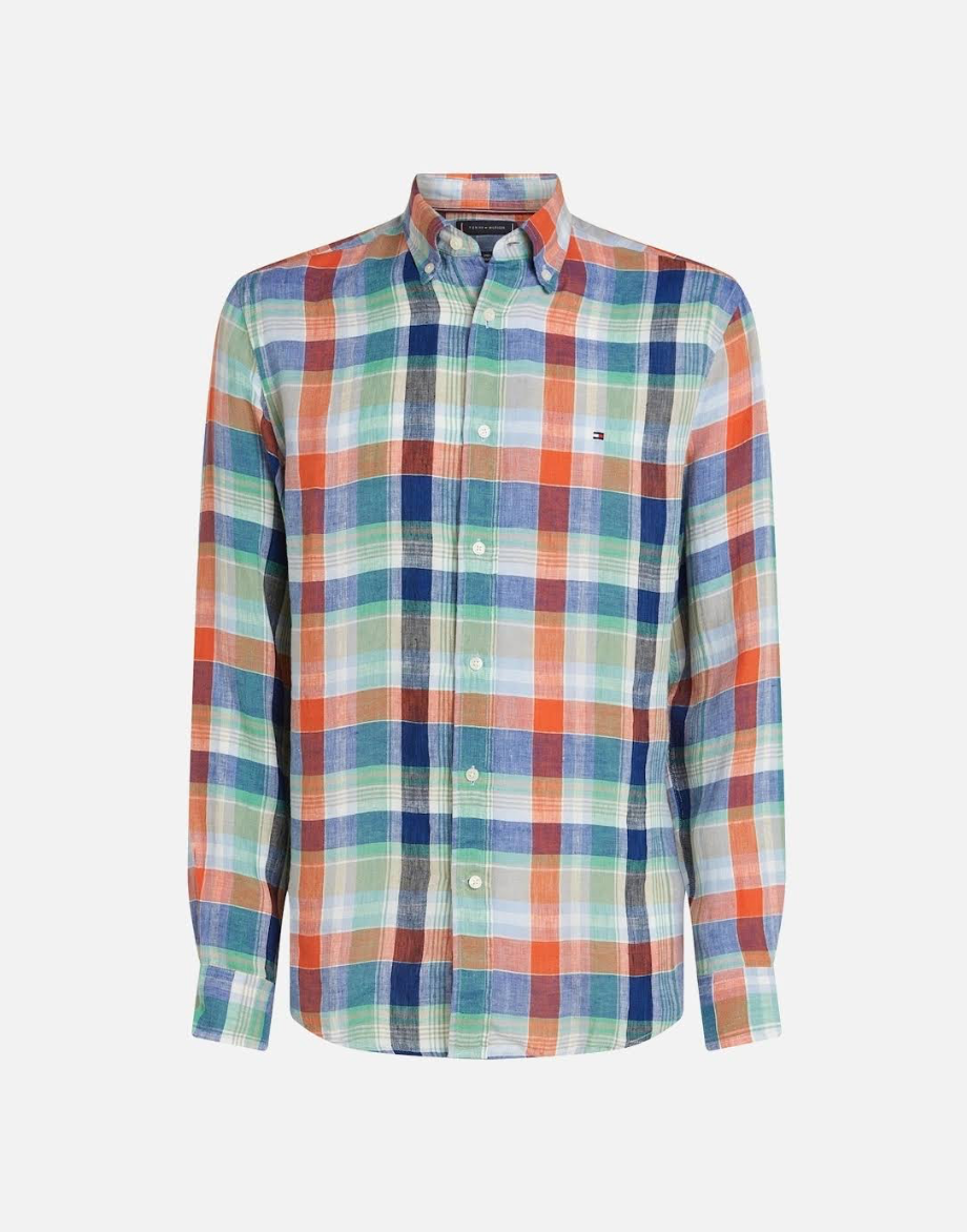 LINEN SUMMER MADRAS RF SHIRT Brilliant Orange / Check