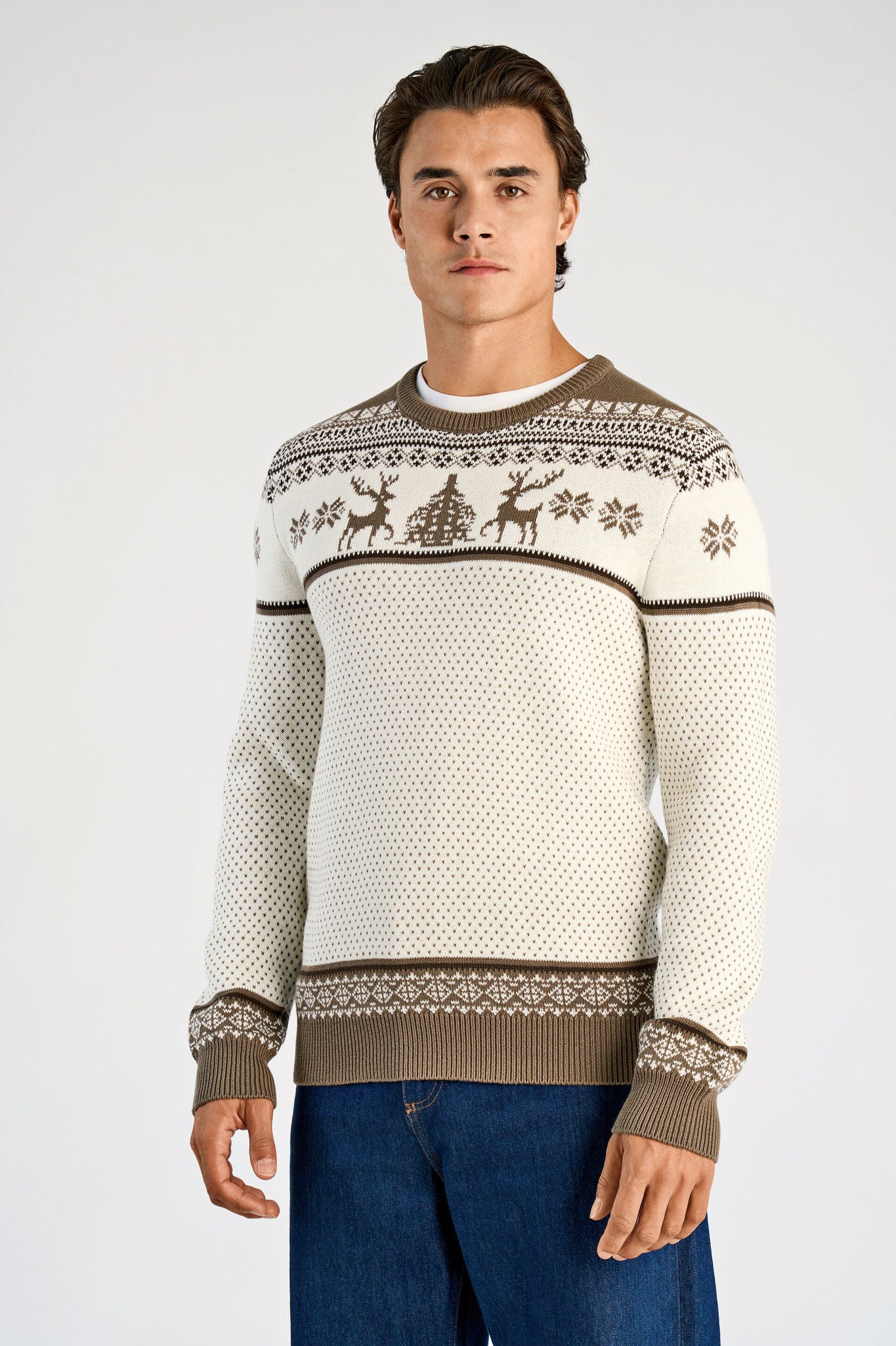 Jacquard holiday knit Lt Brown
