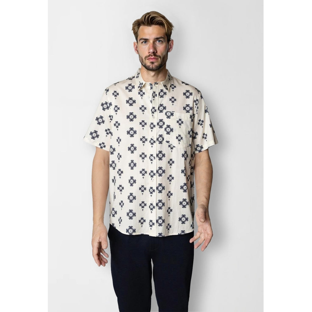 Tommy S/S shirt Ecru/Navy