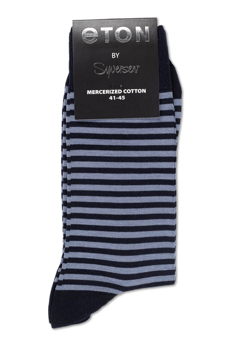 Eton Merc. Cotton Small stripe Dark Blue/Light Blue