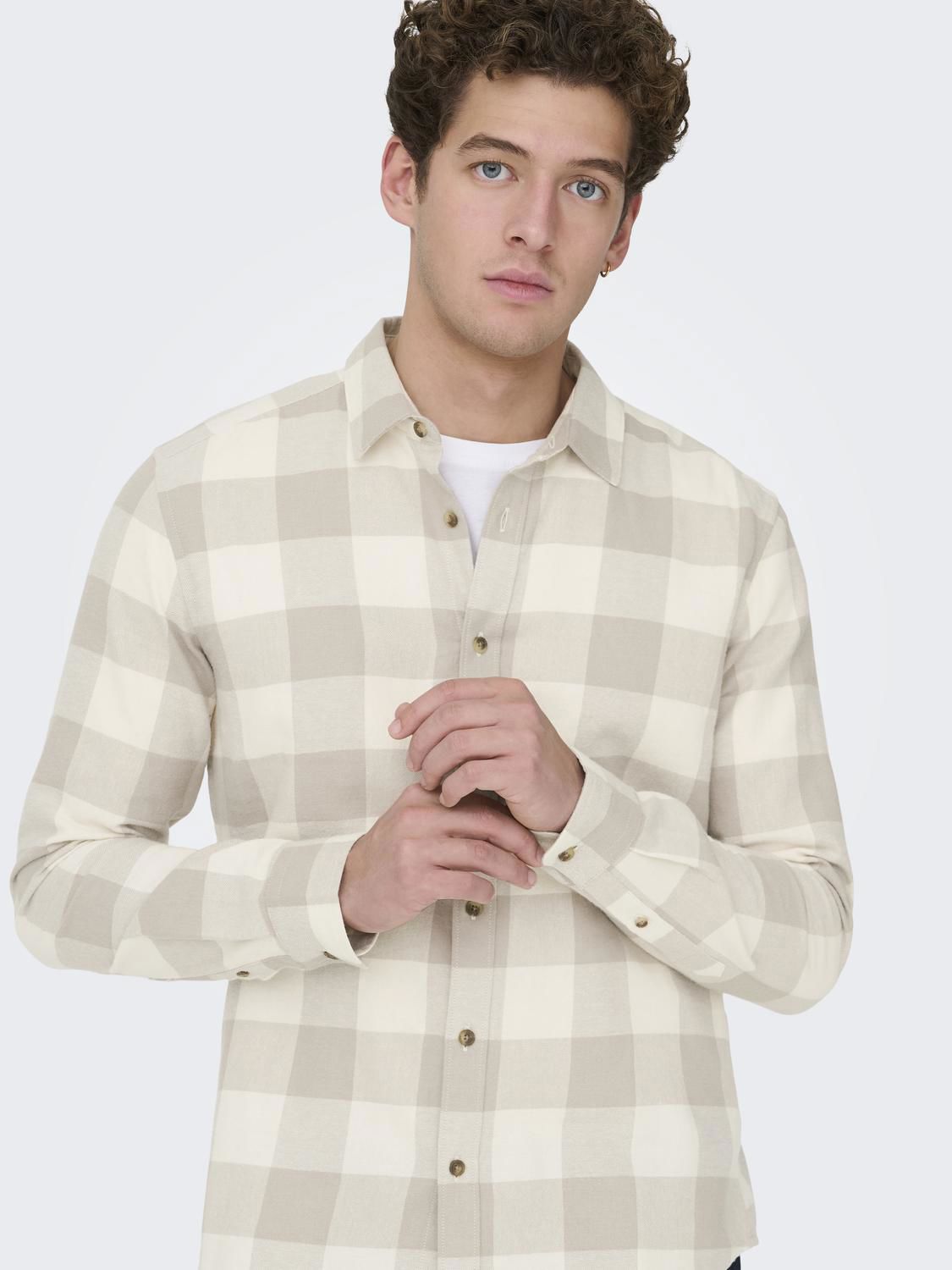 Onsgudmund Ls Checked Shirt Noos Antique White