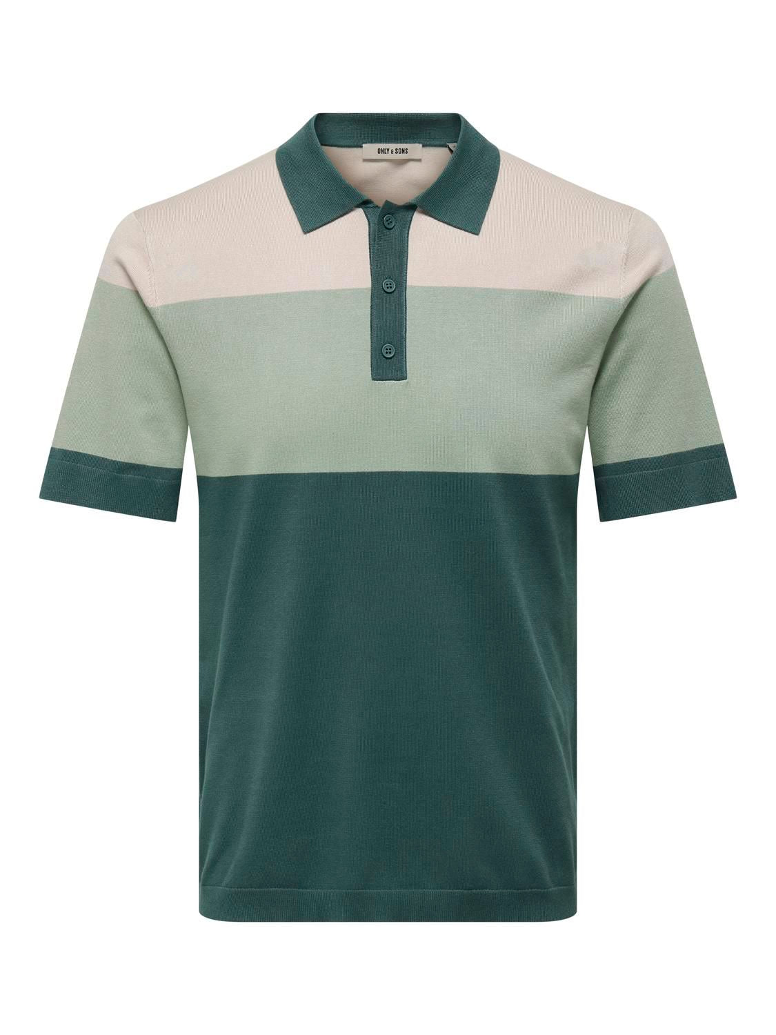 Onswyler Life Reg Block Ss Polo Knit Mallard Green Iceberg Green + Silver Lining