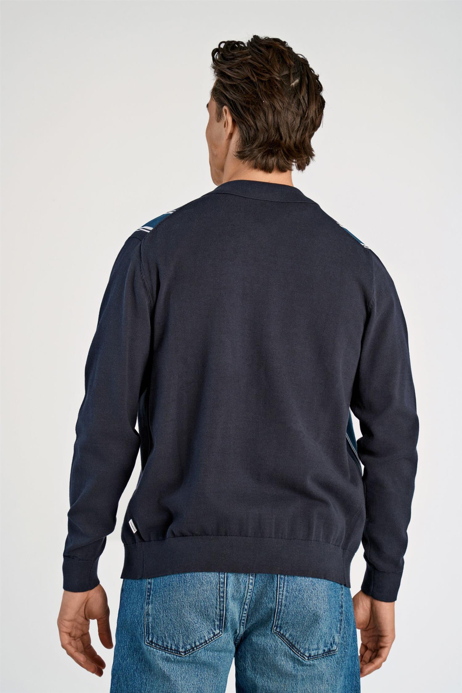 Knitted polo cardigan L/S Navy