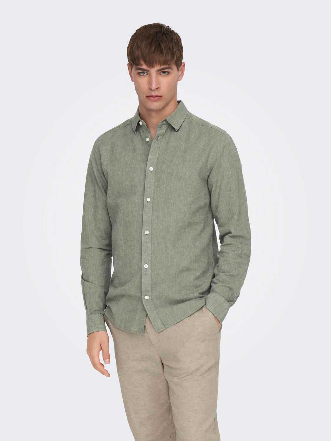 Onscaiden Life Ls Solid Linen Blend Noos Swamp