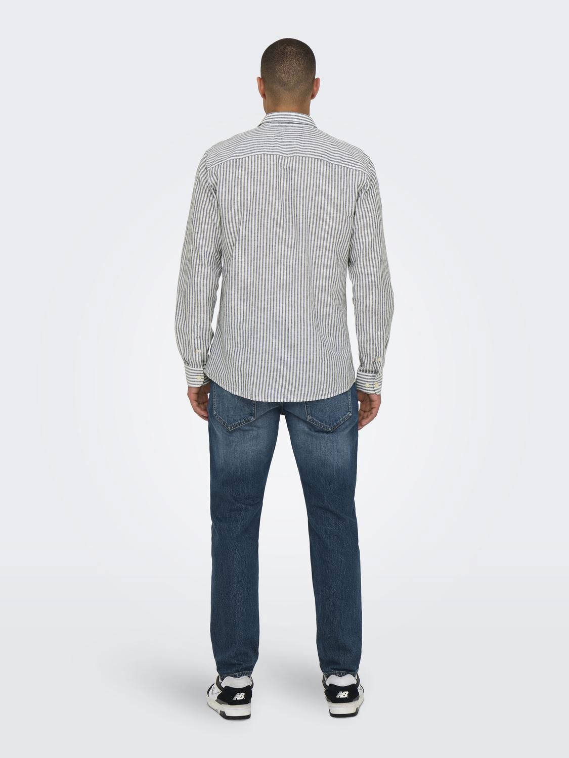 Onscaiden Life Ls Stripe Linen Noos Dark Navy