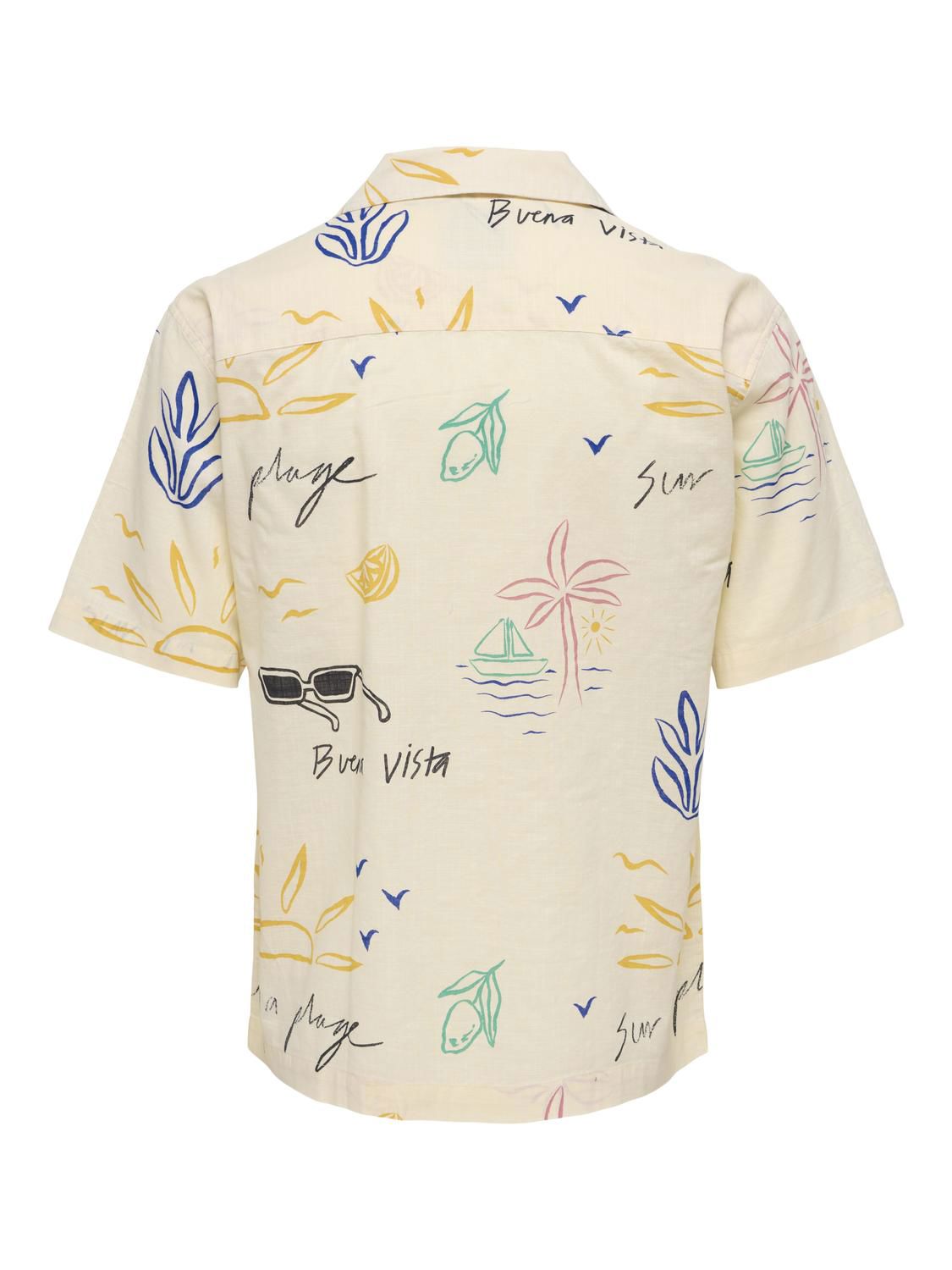 Onsluke Rlx Resort Aop Ss Shirt Antique White Sketch Colors