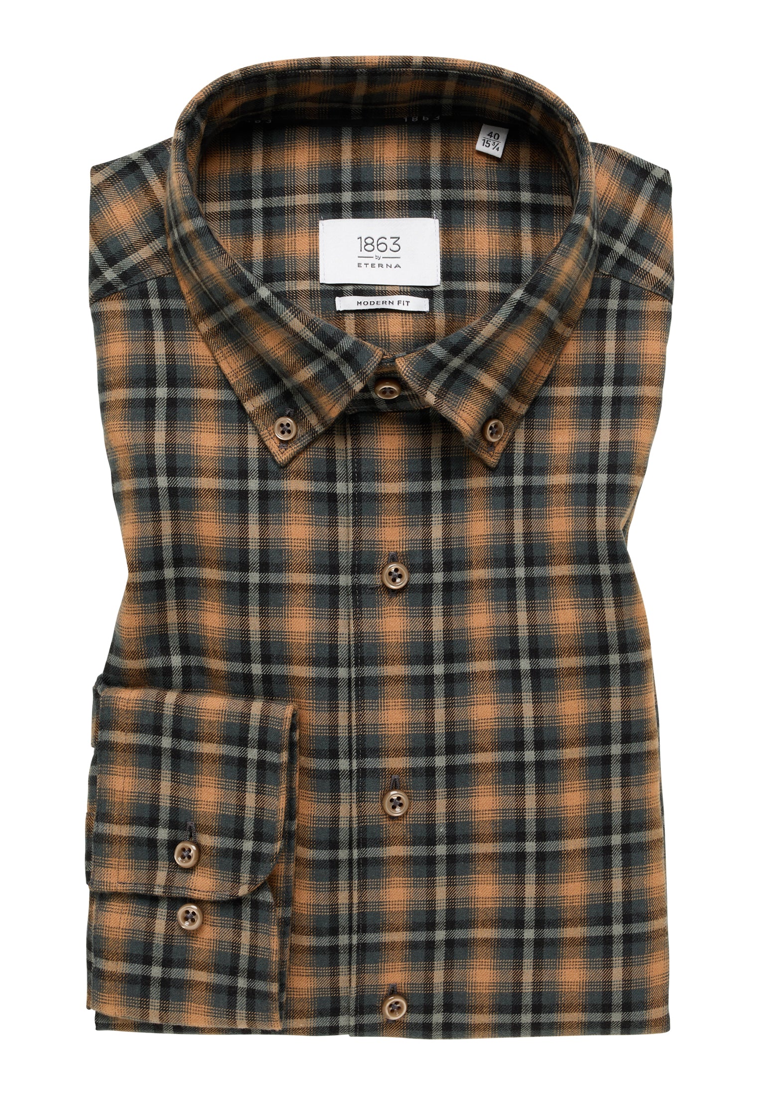 Basic Modern fit shirt l/s XS14 Brown