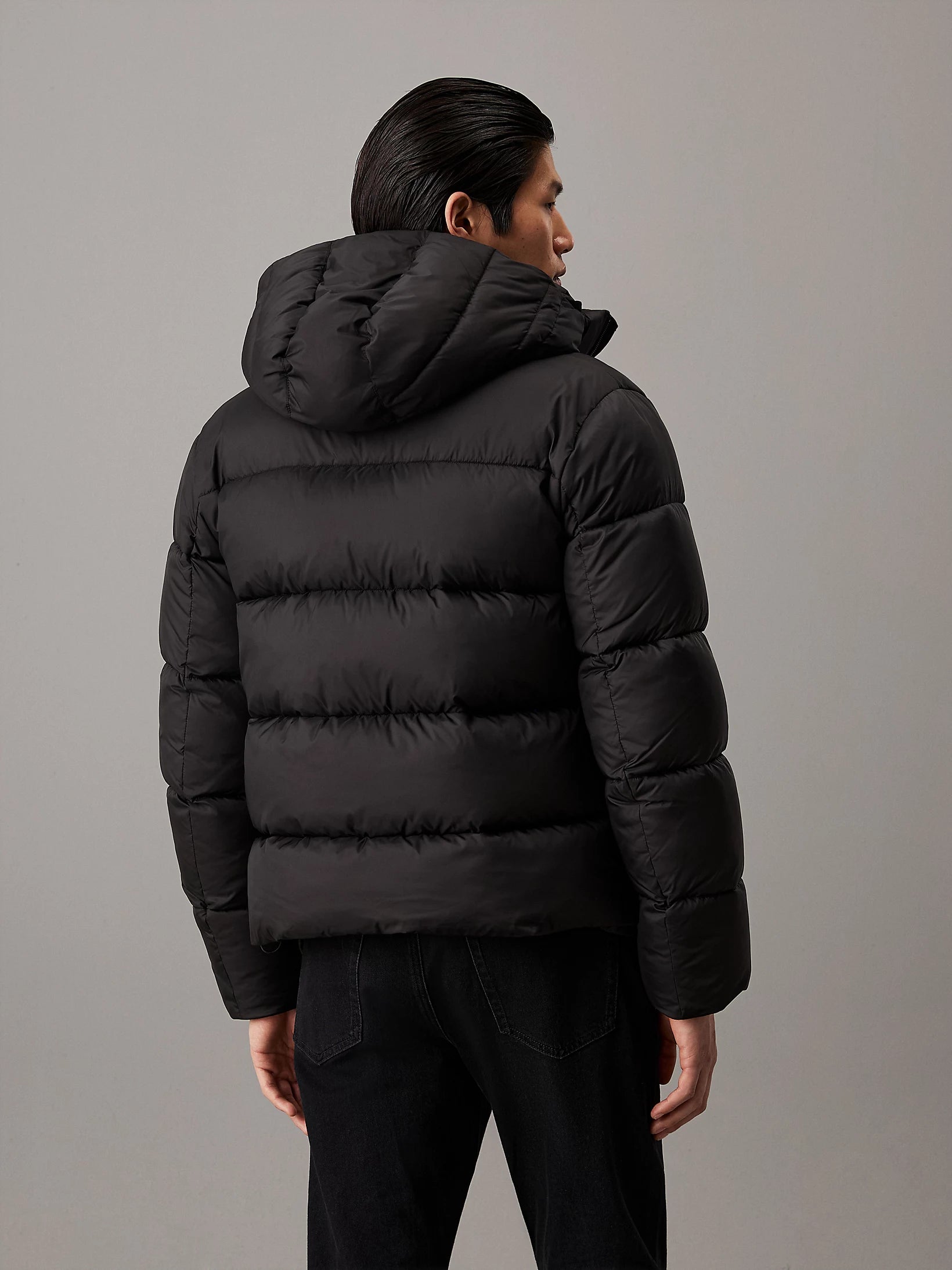 HOODED QUILT PUFFER MW Ck Black