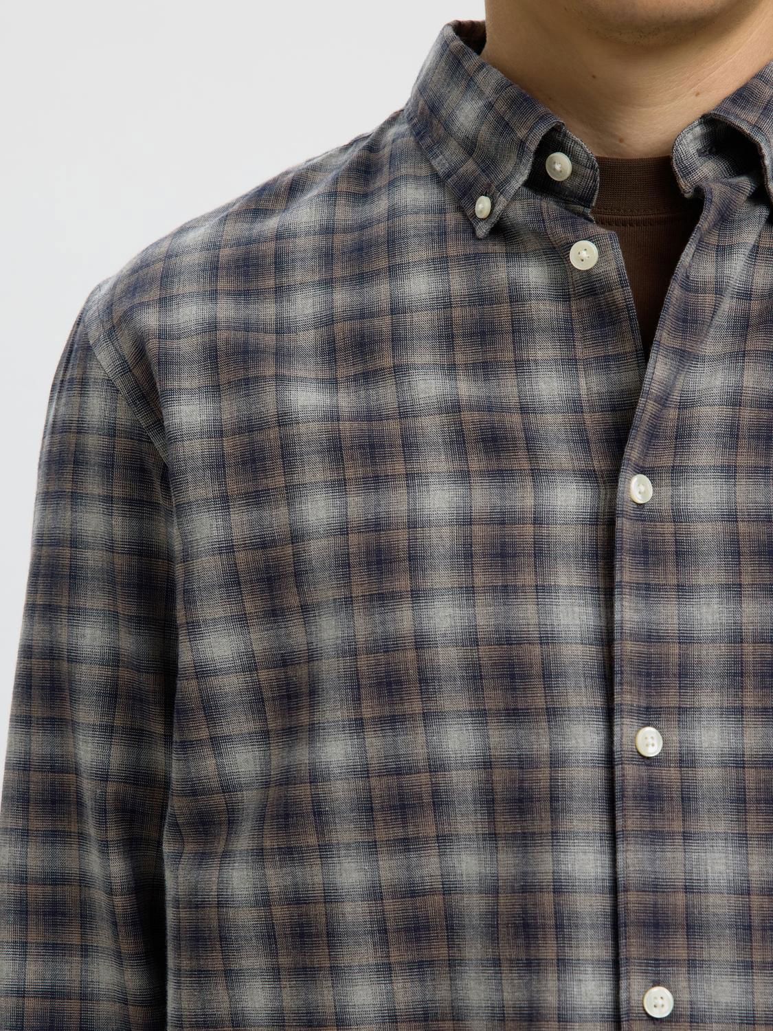 Slmcole-Jay Reg Melange Ls Shirt Noos Sky Captain Brown