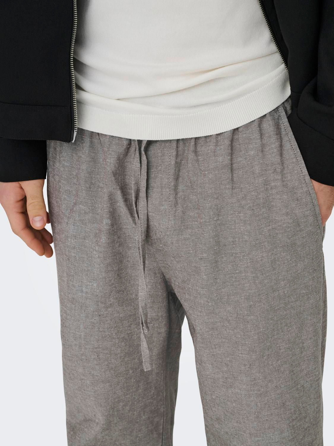 Onssinus Loose 0007 Cot Lin Pant Noos Bungee Cord Two Tone White