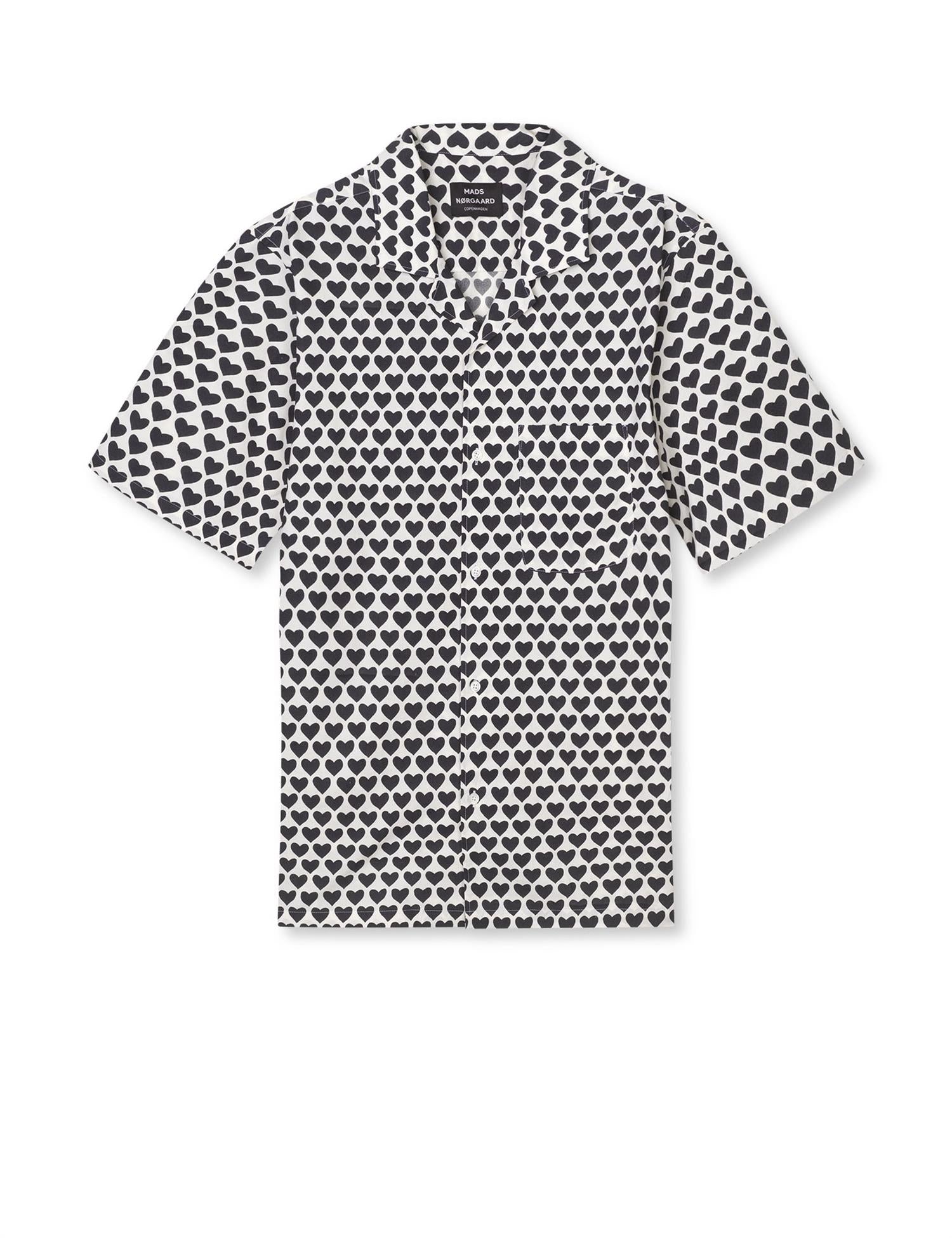 Organic Cotton Poplin Kenji Harts AOP Shirt SS Vanilla Ice