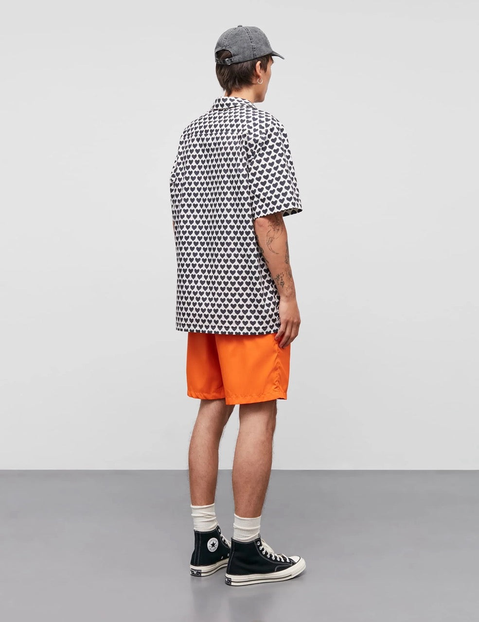 Organic Cotton Poplin Kenji Harts AOP Shirt SS Vanilla Ice