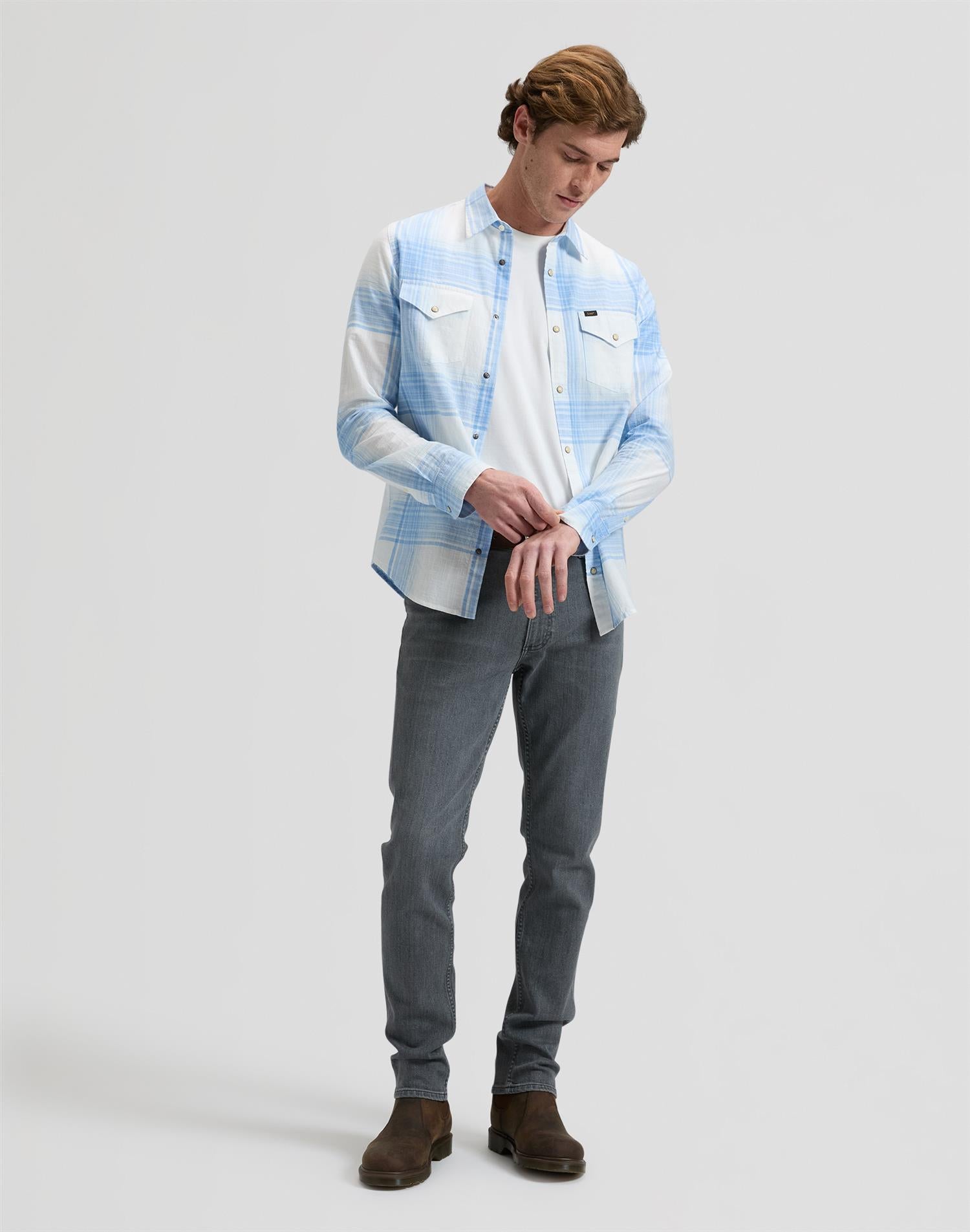 Clean western shirt blue Blå