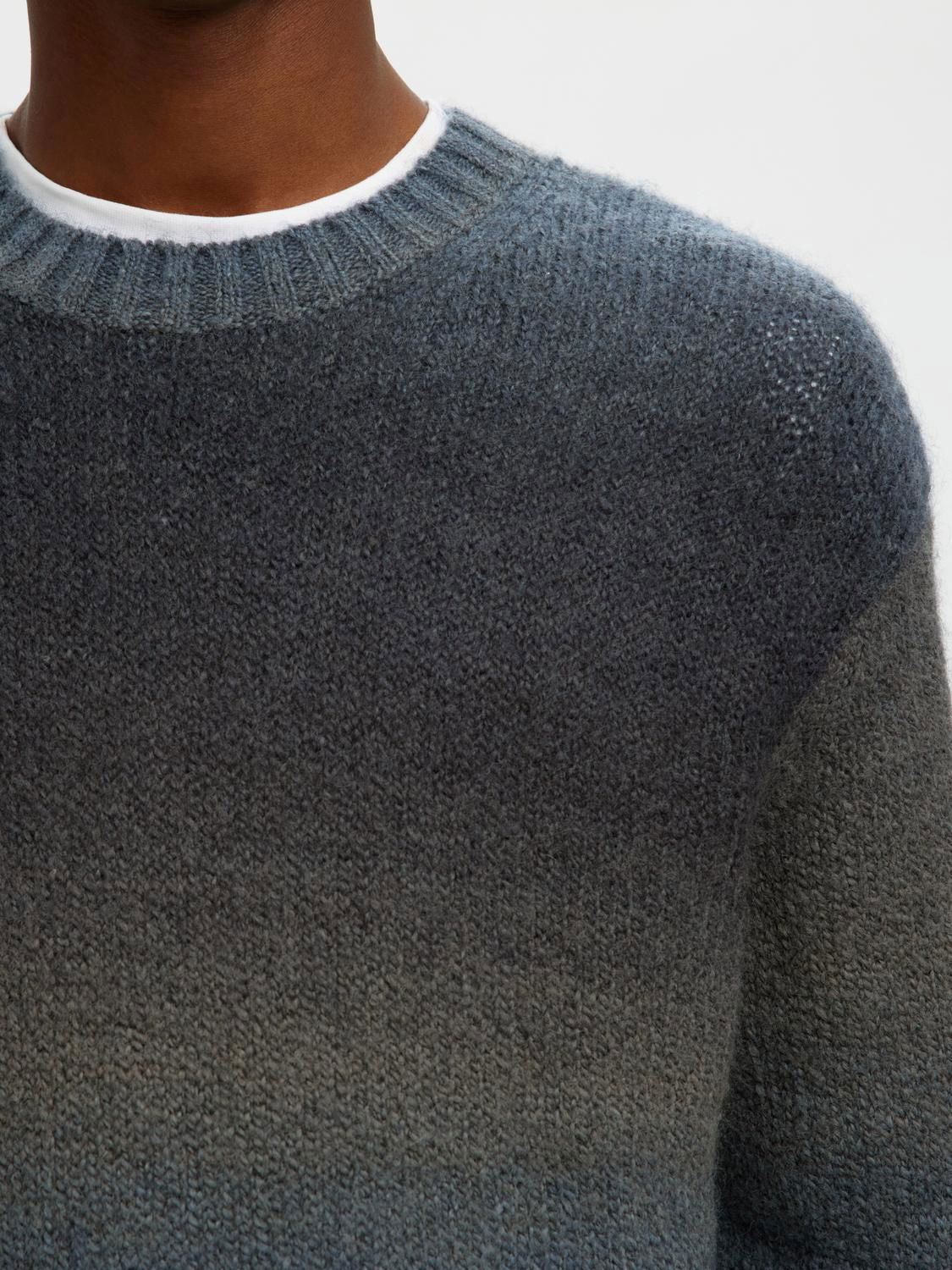 Slhgaard Relaxed Ls Knit Crew Neck Noos Sky Captain Multi Color